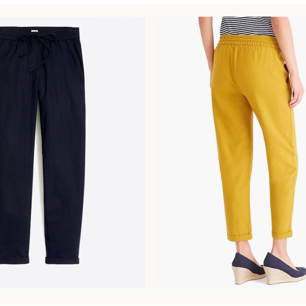 J.Crew Factory Navy Linen Drawstring Pants NWT Size 2